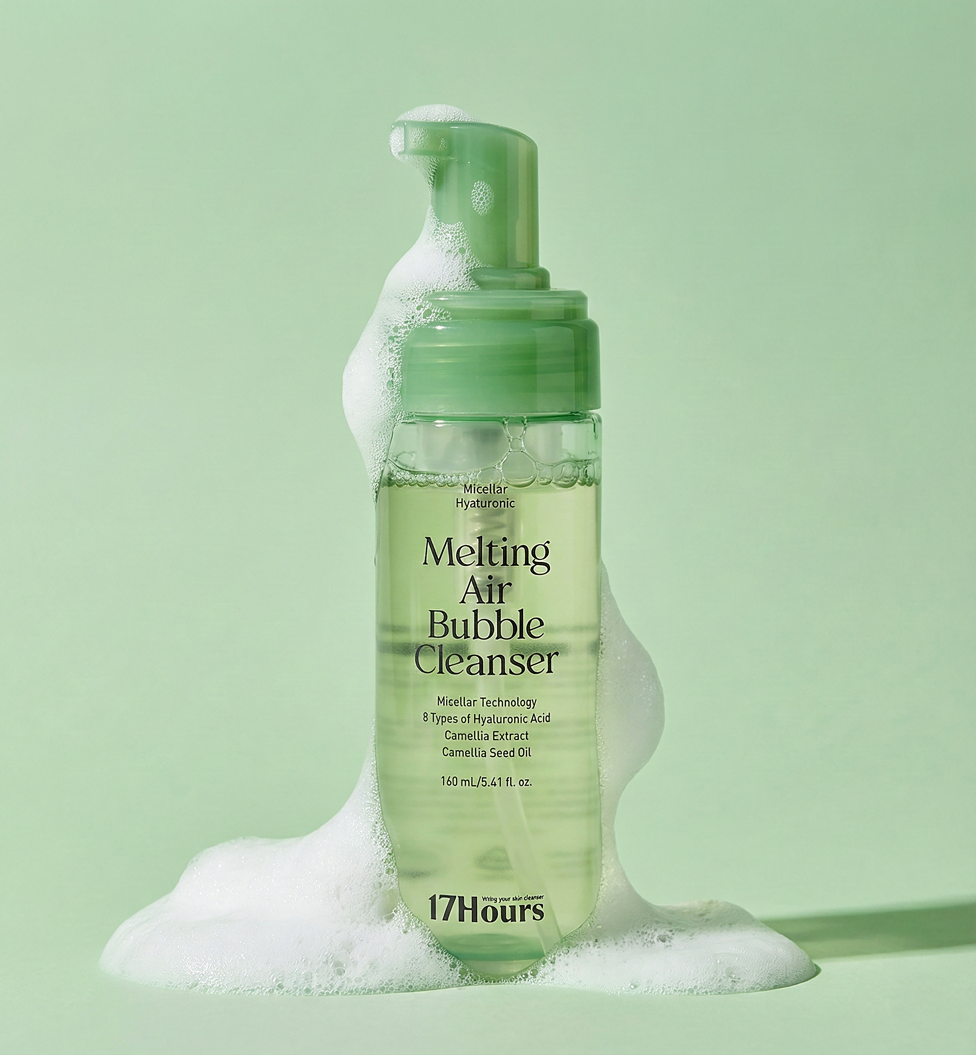 17아워즈 멜팅 에어 버블 클렌저 160ml 원스텝 리무버 저자극 비건 이중세안 필요없는 이미지 3