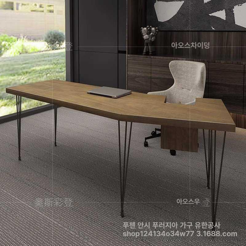 중역 책상 ceo 대형 고급 서재 컴퓨터책상 곡선 우드 임원실 데스크 테이블 가구 - 상세 이미지 3
