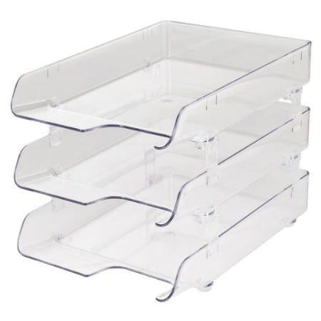 서류꽂이 크리스탈서류받침(3단 투명 Kapamax) 책꽂이