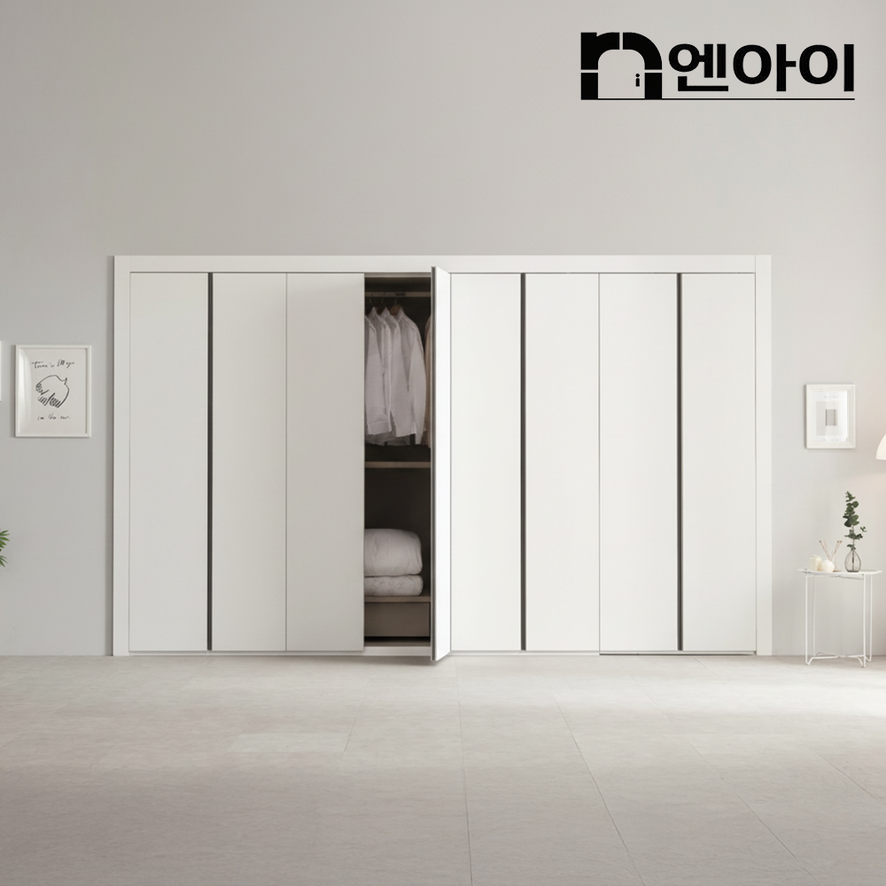 엔아이 베이직 안방 작은방 여닫이 맞춤 붙박이장 화이트 30cm