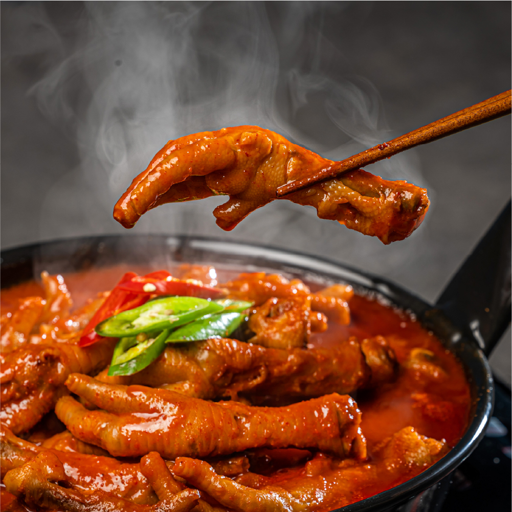 야식플렉스 매운 국물닭발 무뼈닭발 튤립닭발 캠핑음식 밀키트 술안주 1.2kg - 상품 이미지