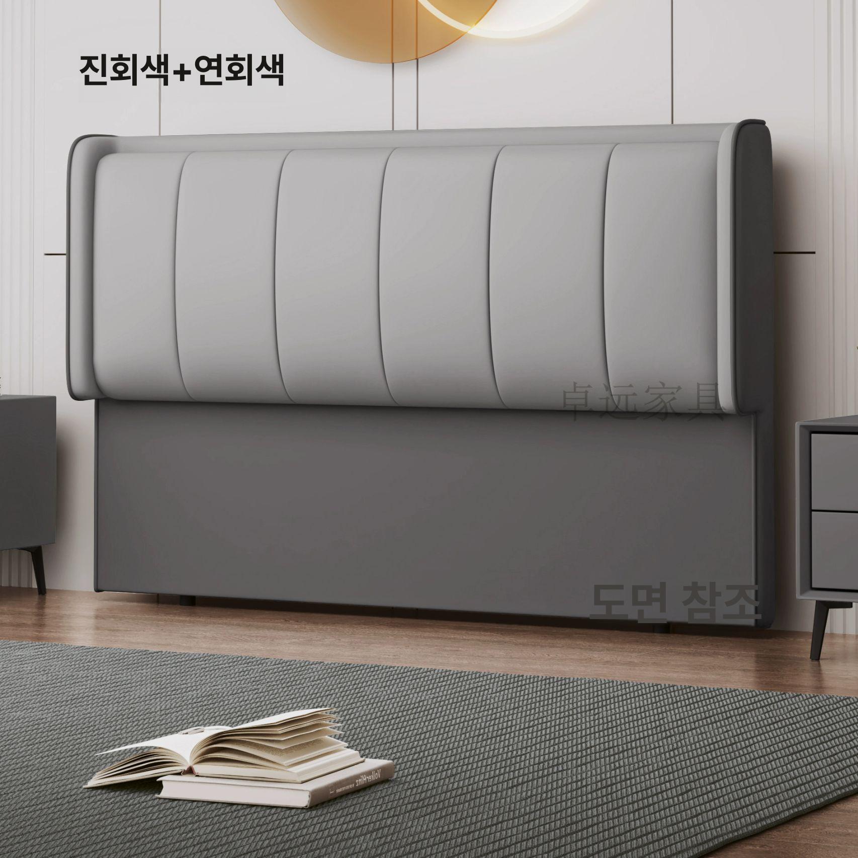 헤드보드 선반형 자취방 침대헤드 패브릭 머리판 수납형 라이트그레이 테크 패브릭 1.2m - 상세 이미지 3