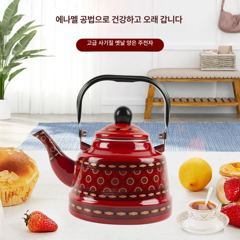 법랑 인덕션 주전자 캠핑 크리스마스 난로 에나멜레드 테니스 1.7l - 상세 이미지 2
