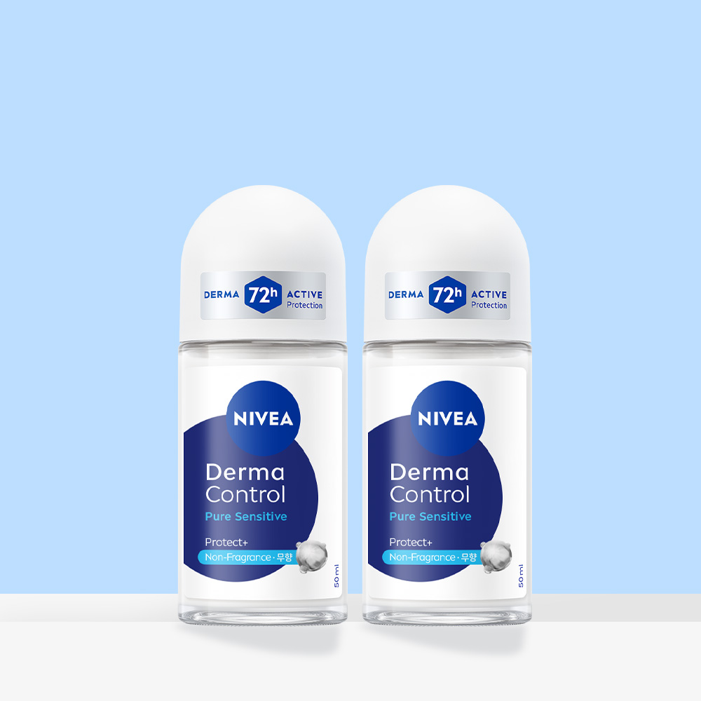 니베아 데오드란트 롤온 더마 컨트롤 퓨어 센서티브 무향 50ml, 2개 제품 이미지