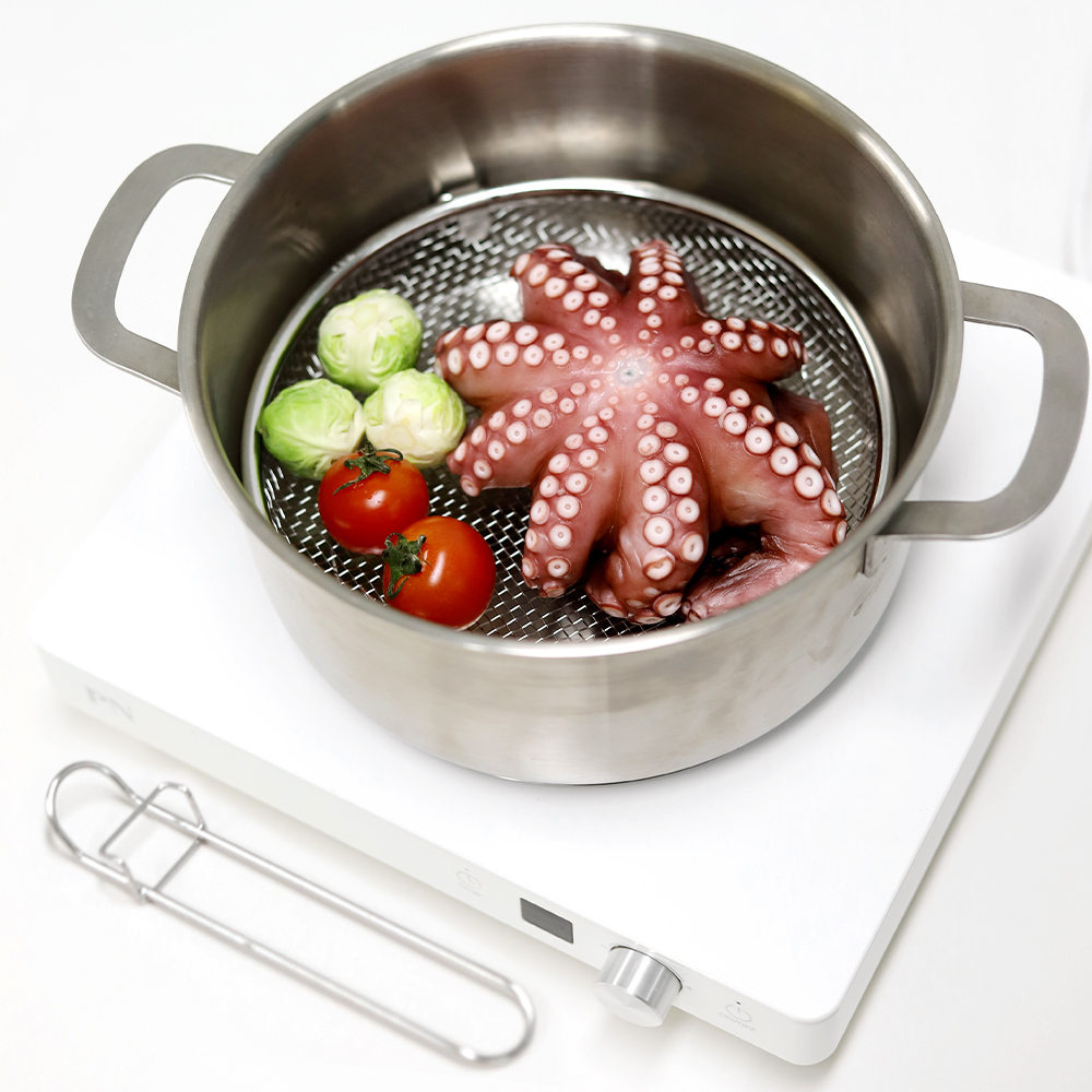 304 스텐 채반 찜기 22cm 2P (탈부착 손잡이 포함) / 원형 핸들 채반 야채 찜기 이미지 6
