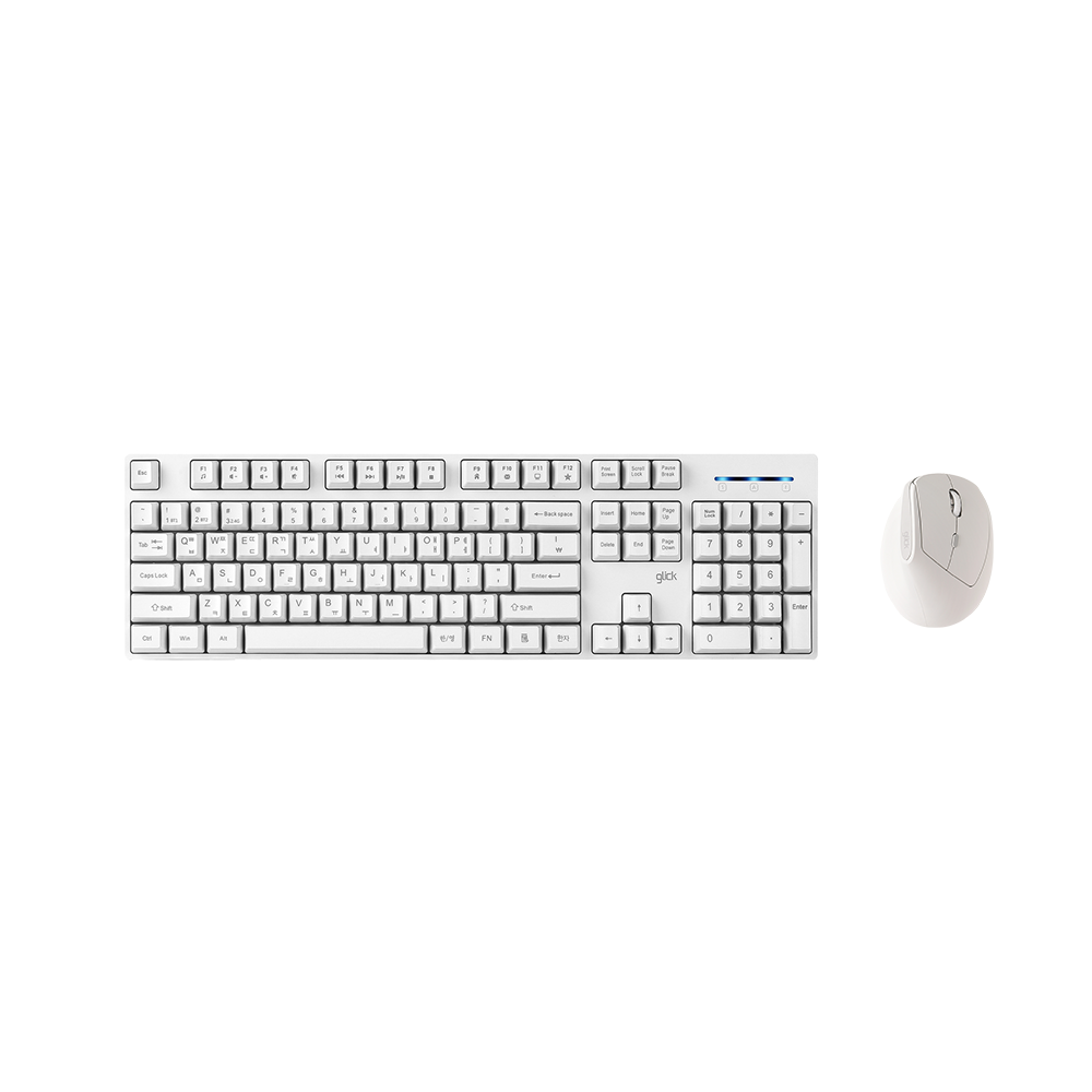 지클릭커 오피스프로 WMK660 스탠다드M 무선 블루투스 키보드 버티컬 마우스 세트 화이트 - 상품 이미지