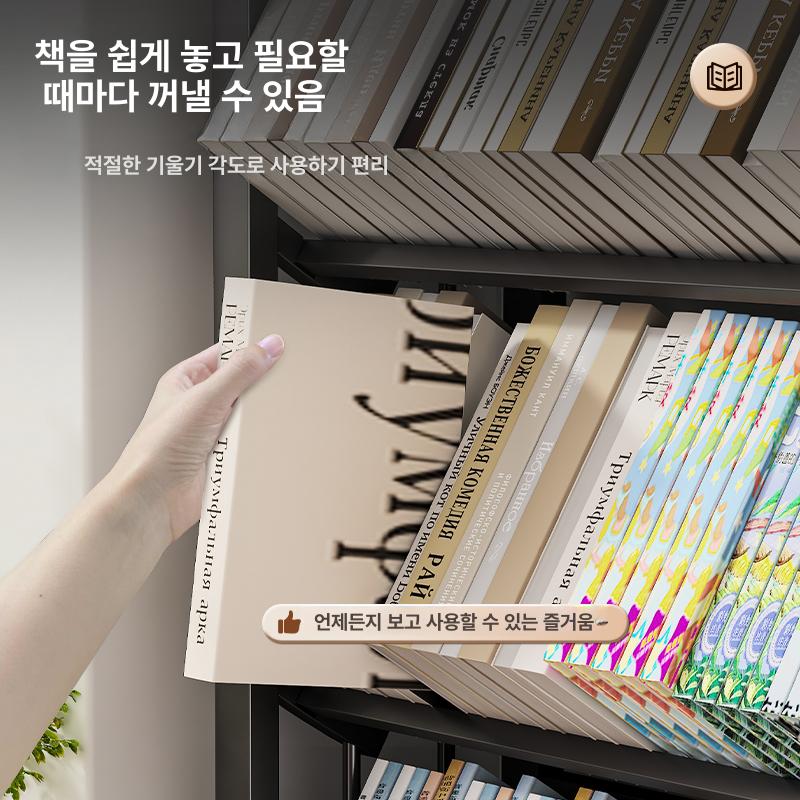 이동식 북트롤리 조립식 수납 선반 접이식 바구니 바퀴 건메탈그레이 4칸 50cm 60권 4개 - 상세 이미지 5