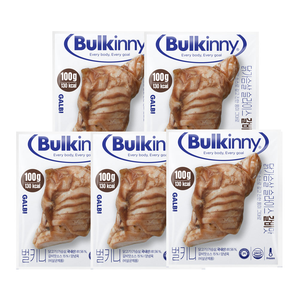 벌키니 통 소스 훈제 닭가슴살 슬라이스 갈비맛, 100g, 5개 - 상품 이미지