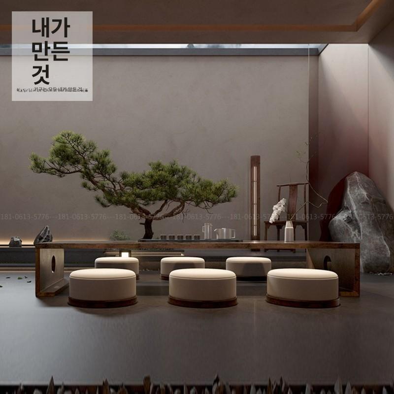 원목좌식테이블 다도 티 대형 테이블 일본식 다다미 라탄 탁자 미니 낮은 찻상 카페 다과상 - 상세 이미지 2