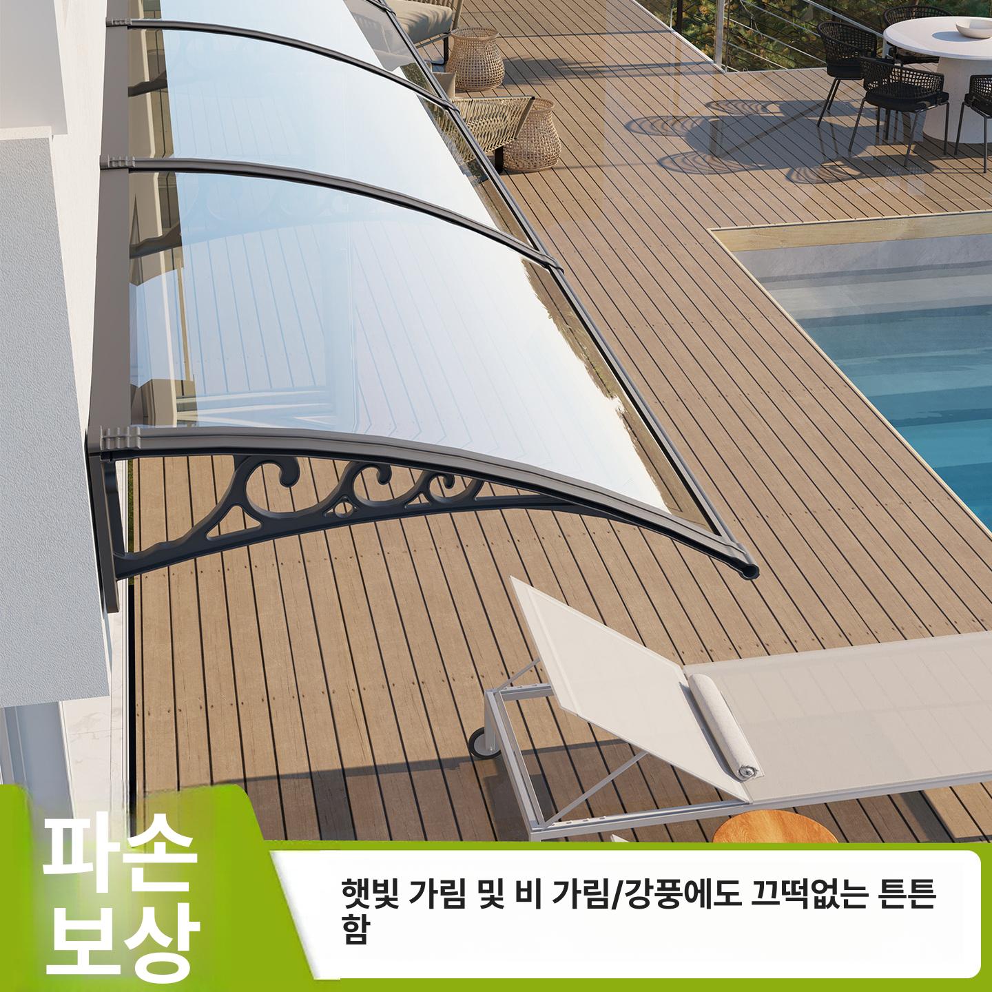 창문 캐노피 비막이 베란다 차양 테라스 매장 외부차양 1.2 x 1.6m - 상세 이미지 2
