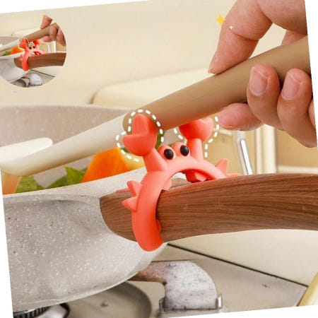 철수몰협력업체 실리콘 후라이팬 국자 조리도구 받침대 레드 꽃게 1P