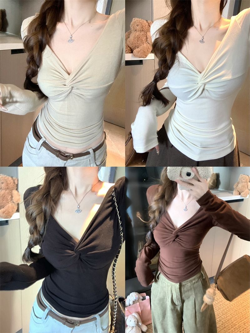 칠부소매 텐셀 꼬임 슬림티셔츠 (4color) - 상세 이미지 3