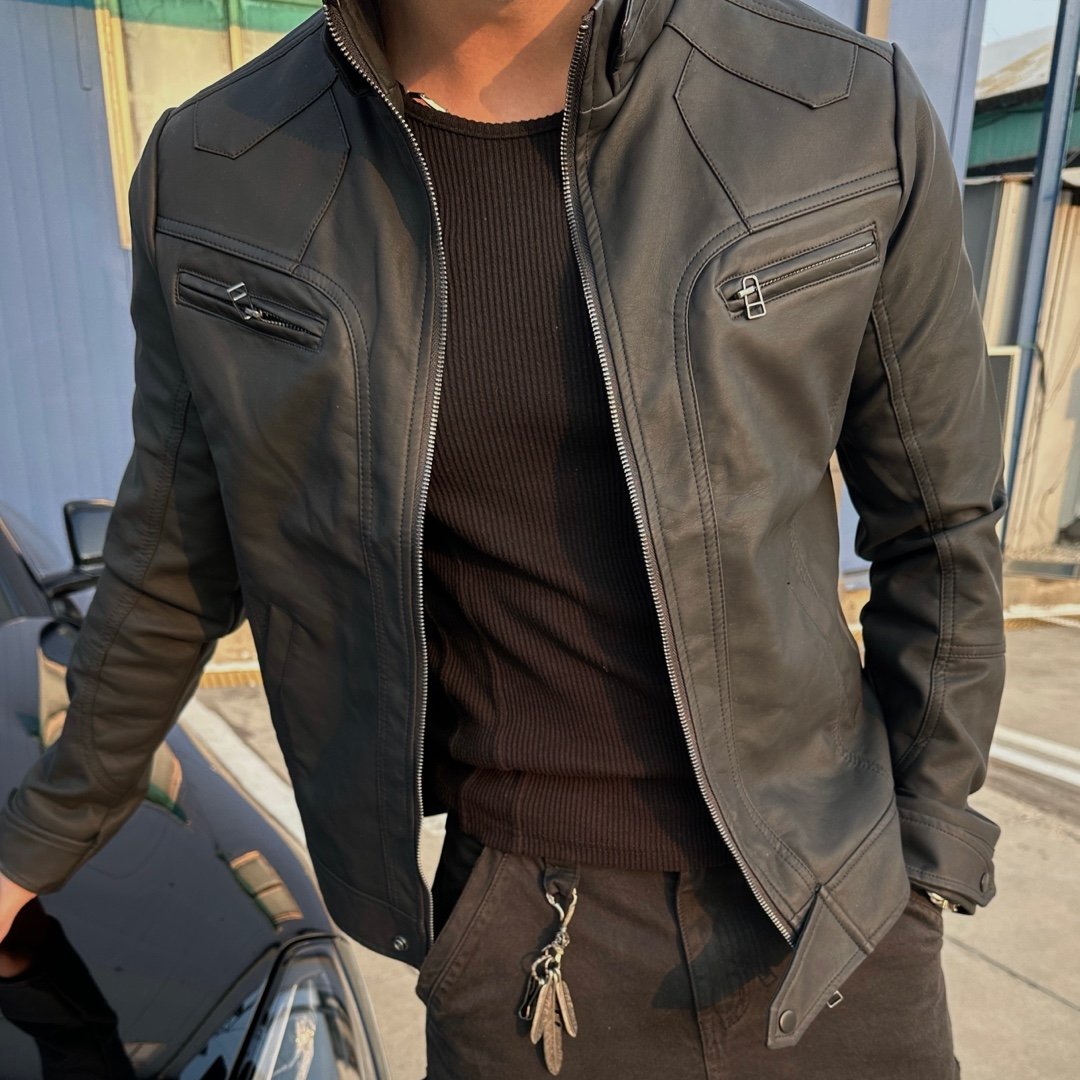 남자 레더자켓 바이커 비건 레더 가죽자켓 제품 이미지