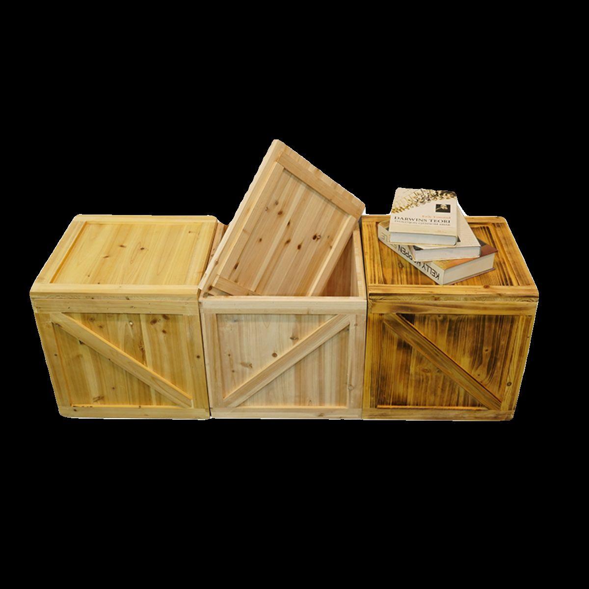 원목 수납함 복고 스타일 수납 우드프레임 정사각형 소품 내추럴 우드 컬러 50 x 50 x 50cm - 상세 이미지 5