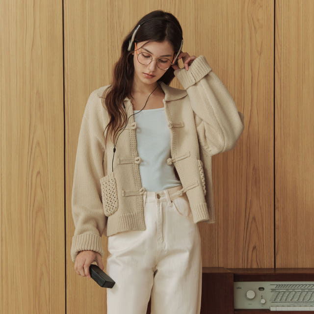 팝콘 단추 가디건 POPCORN BUTTON CARDIGAN /