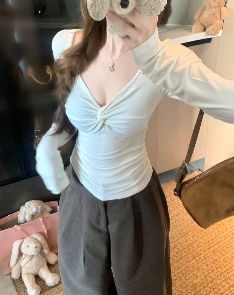 칠부소매 텐셀 꼬임 슬림티셔츠 (4color) 이미지 6