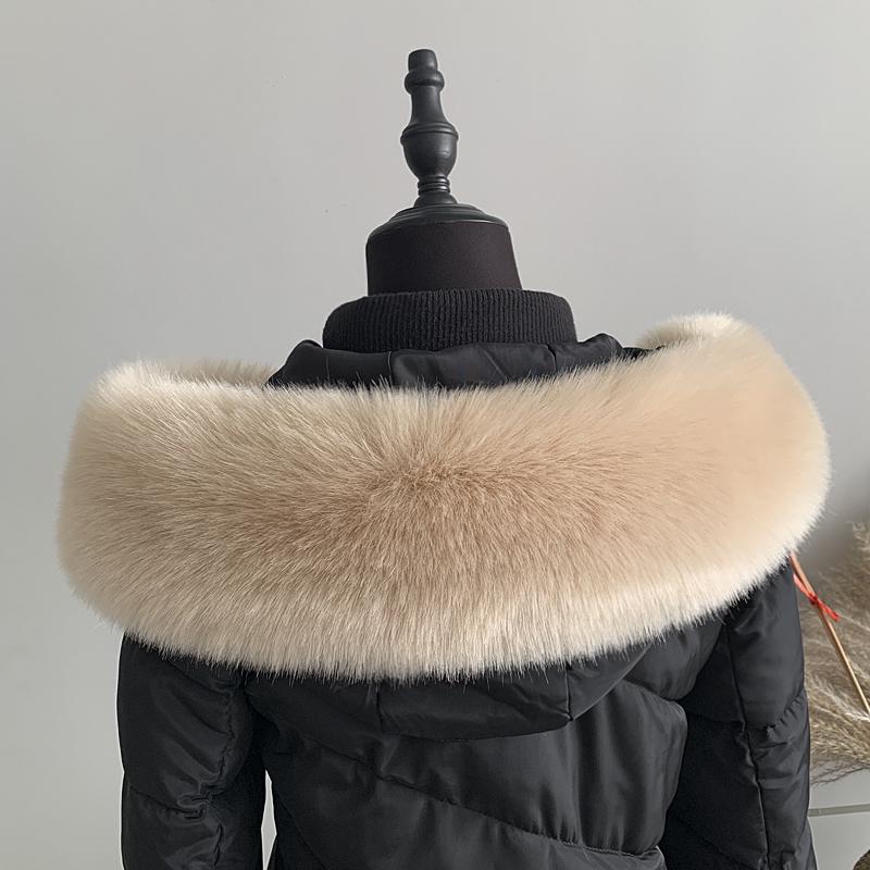모자털 리폼 코트용 폭스퍼 라쿤털 여우털 교체 페이크털 화이트 길이 70cm - 상세 이미지 4
