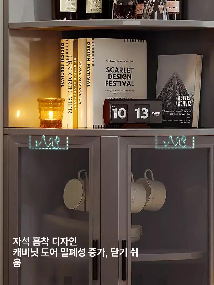 코너 수납장 삼각 장식장 북유럽 부엌 틈새장 거실 조립 181 x 50cm 미스트그레이 - 상세 이미지 5