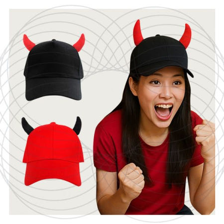 응원용 뿔달린 캡모자 축구경기 서포터즈 붉은색 유니크디자인 머리장식 단체응원