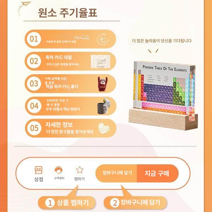 실물 주기율표 사이언 아크릴 장식용 원소기호 선물 화학 교구 모형 물리 고투명 - 상세 이미지 5