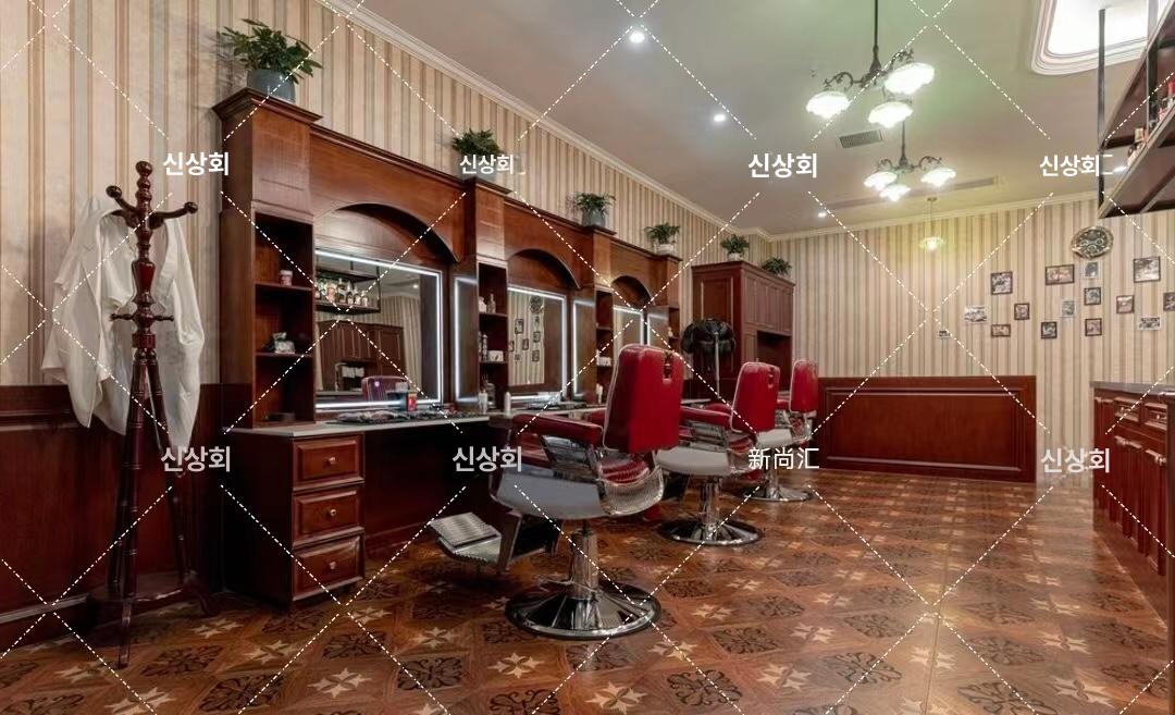 바버샵경대 원목 거울 캐비닛 메이크업 미용실 이발소 VIP 7인용 3인용 - 상세 이미지 2