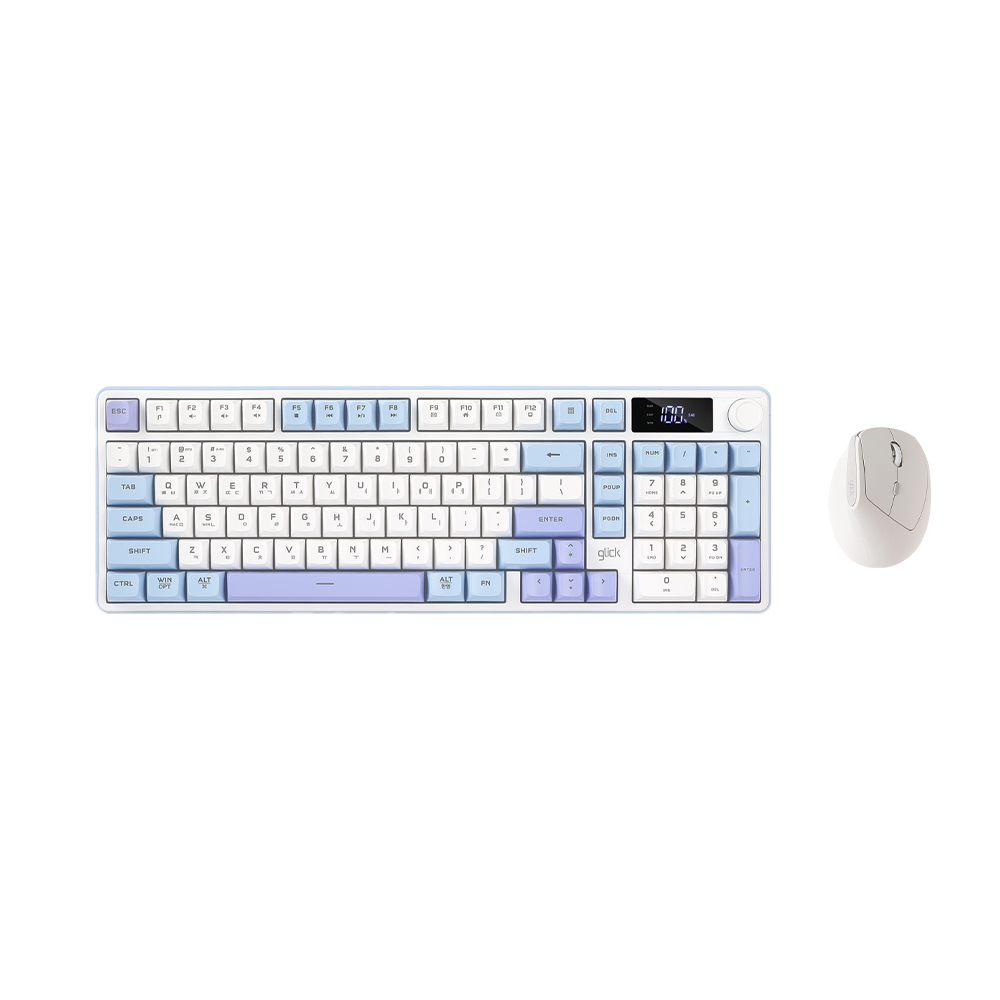 지클릭커 오피스프로 WMK560 LCD 사일런스M 무선 블루투스 키보드 버티컬 마우스 세트 98키 Gundam 이미지 6