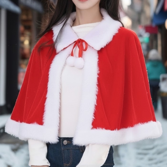 산타 망토 코스프레 파티 산타걸 선물 성인 여자 소품 크리스마스 성탄절 코디 코스튬 - 상품 이미지