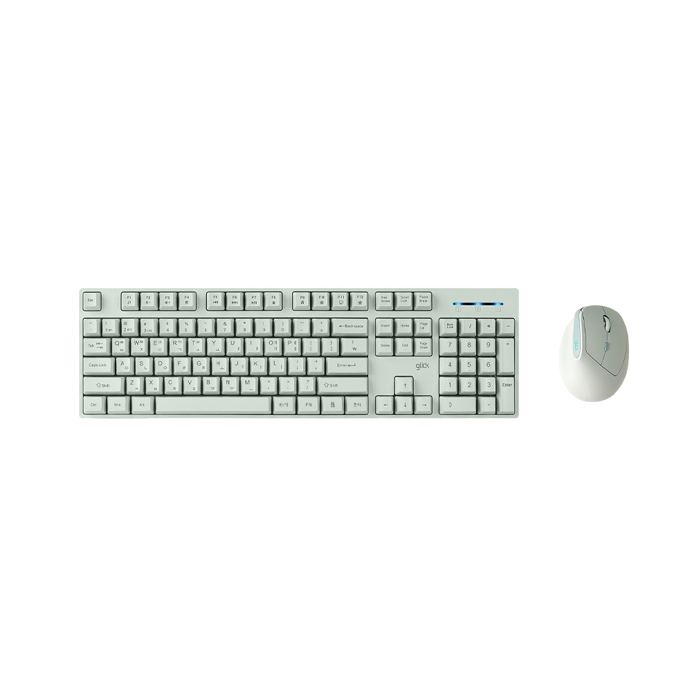 지클릭커 오피스프로 WMK660 스탠다드M 무선 블루투스 키보드 버티컬 마우스 세트 그린 - 상품 이미지