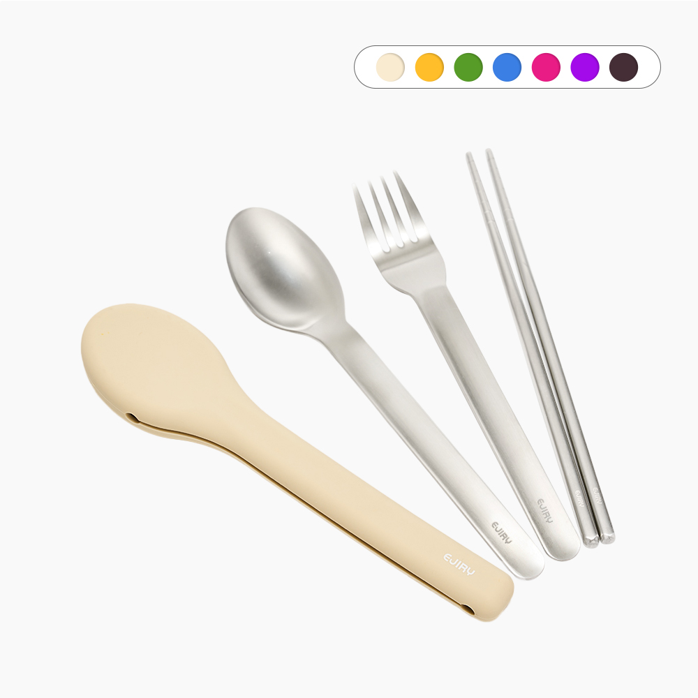 에지리 젤리빈 스테인리스 무소음 수저세트 (포크 스푼 젓가락) 제품 이미지