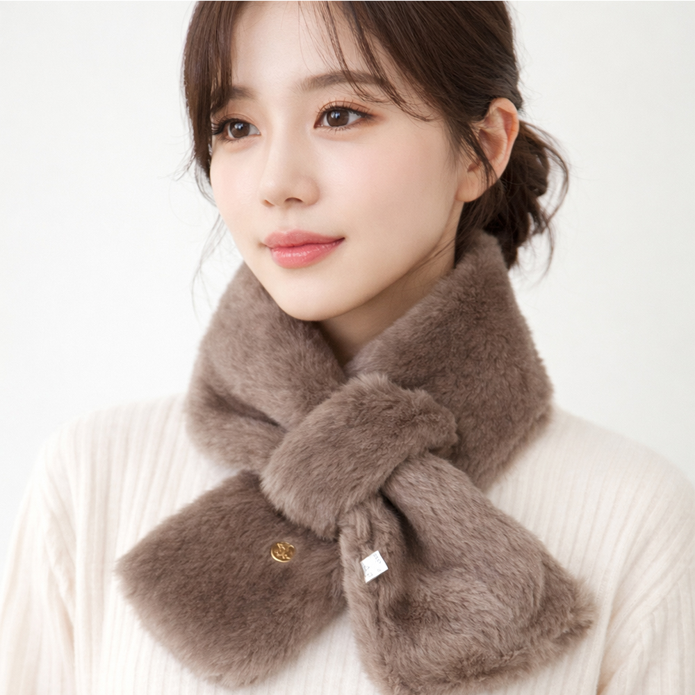 밍크 퍼 머플러 쁘띠 털목도리 페이크 토끼 인조 짧은 미니 짧은 고리 끼우는 숏 - 상세 이미지 2