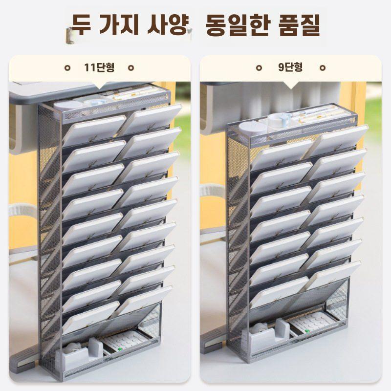 철제 문서 분류 수납 선반 11층 검은색(경사 바퀴) - 상세 이미지 2