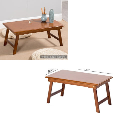 2인 좌식 책상 좌탁 라운드 접이식 원목 간이 밥상 테이블 70 x 50cm 월넛