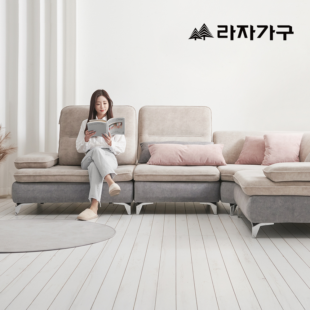 라자가구 엘로디 3인 4인 등받이 스윙소파 좌방석 넓은 푹신한 거실 모듈 패브릭 예쁜 쇼파 이미지 8