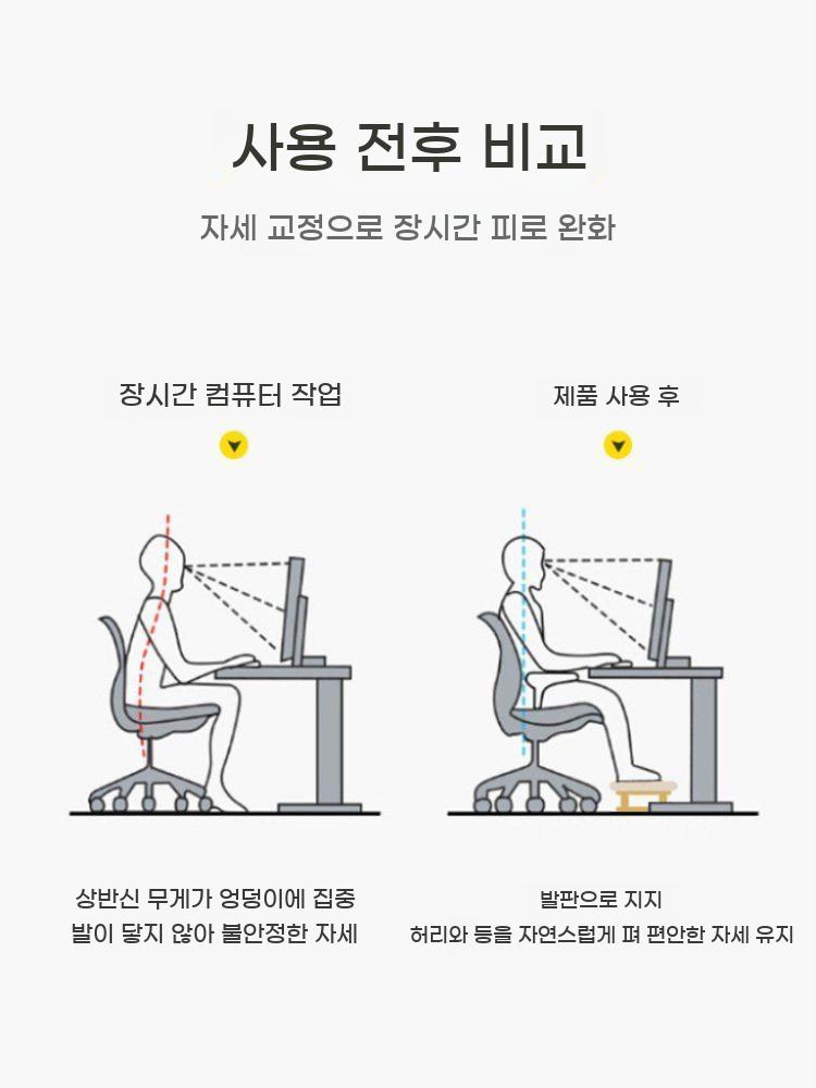 사무실 발받침대 책상아래 발쿠션 원목 스툴 다리받침 bying24 - 상세 이미지 4