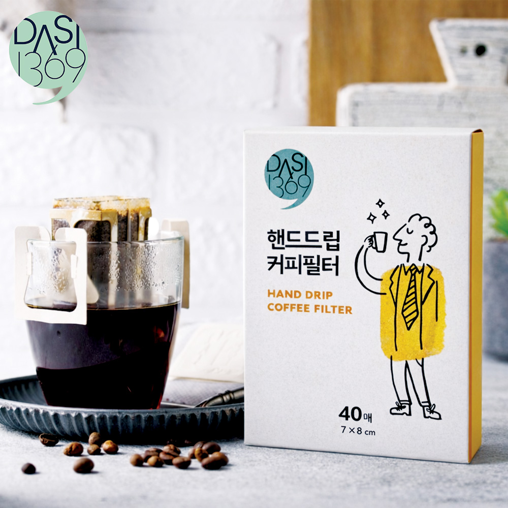 걸개형 핸드드립 커피필터 여과지 40매입 드립백 거치형 컵거치 40매, 5개 - 상품 이미지