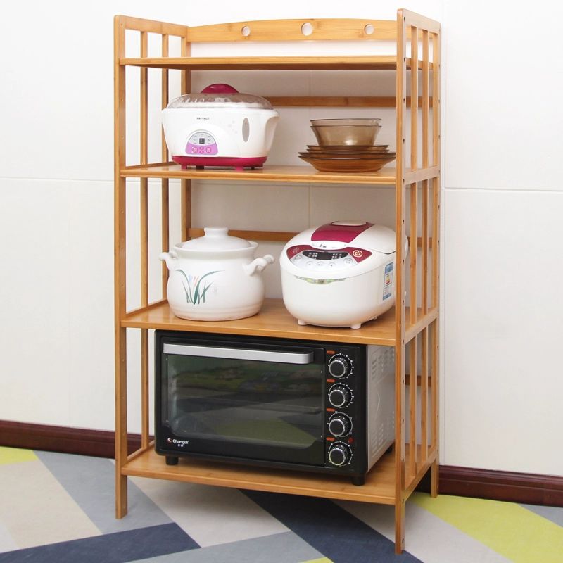 우드 주방 수납 전자레인지 거치대 틈새 선반 정리 밥솥 내추럴 두꺼운 3칸 60cm - 상세 이미지 4