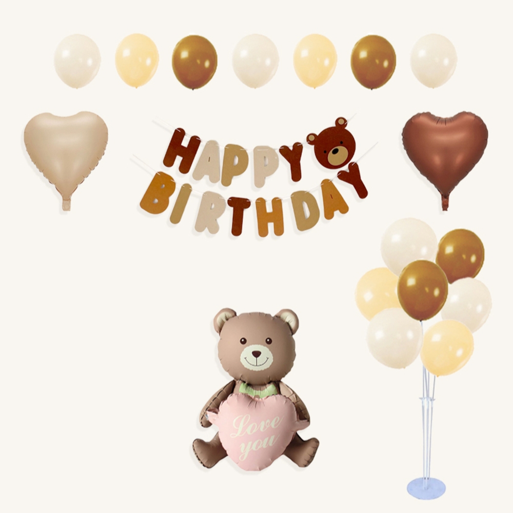 J2K 곰돌이 생일 파티 풍선 브라운 소품 가랜드 돌잔치 셀프촬영 - 상품 이미지