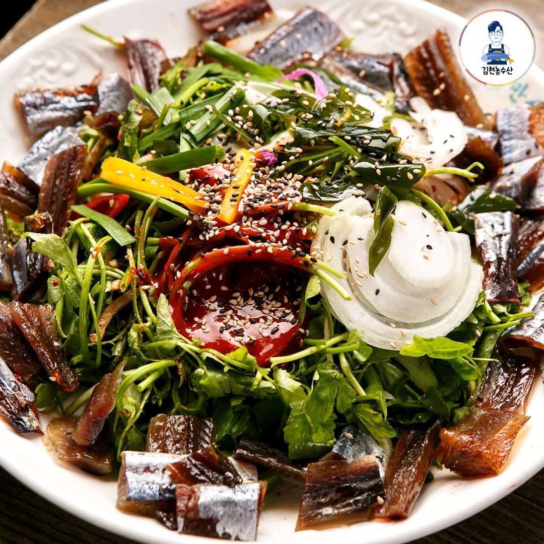 포항 구룡포 제철 햇 꽁치 과메기 야채세트 10미20쪽 이미지 6