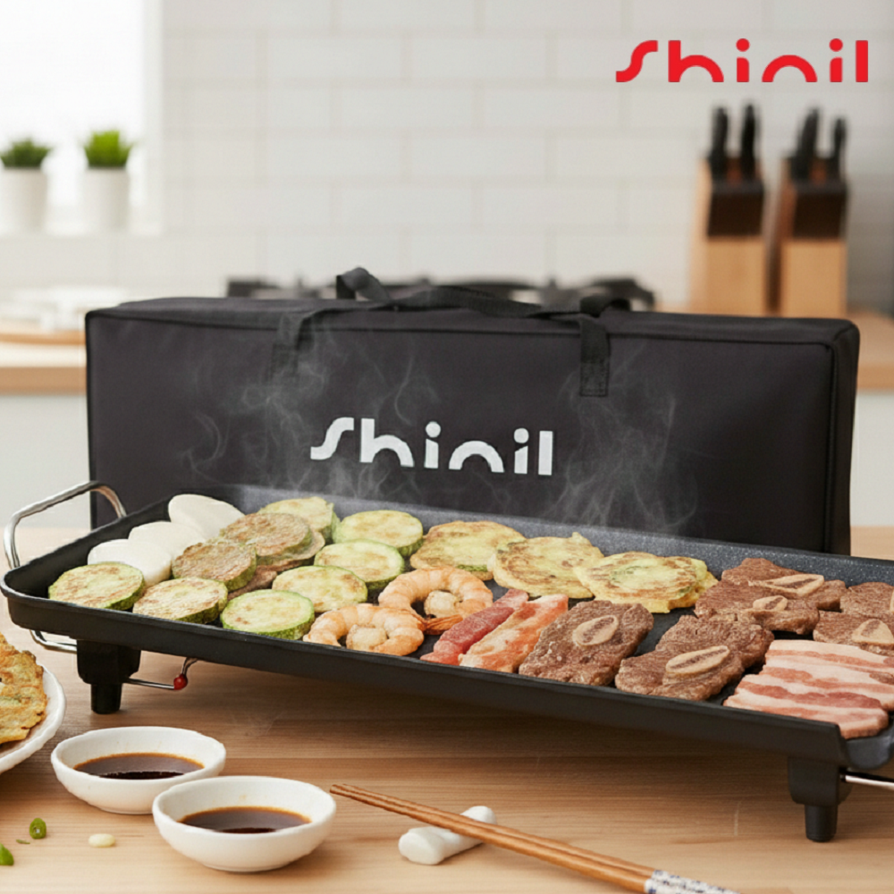 신일 국산 와이드 전기그릴 그릴팬 가정용 특대형 명절 고기불판 전부침기