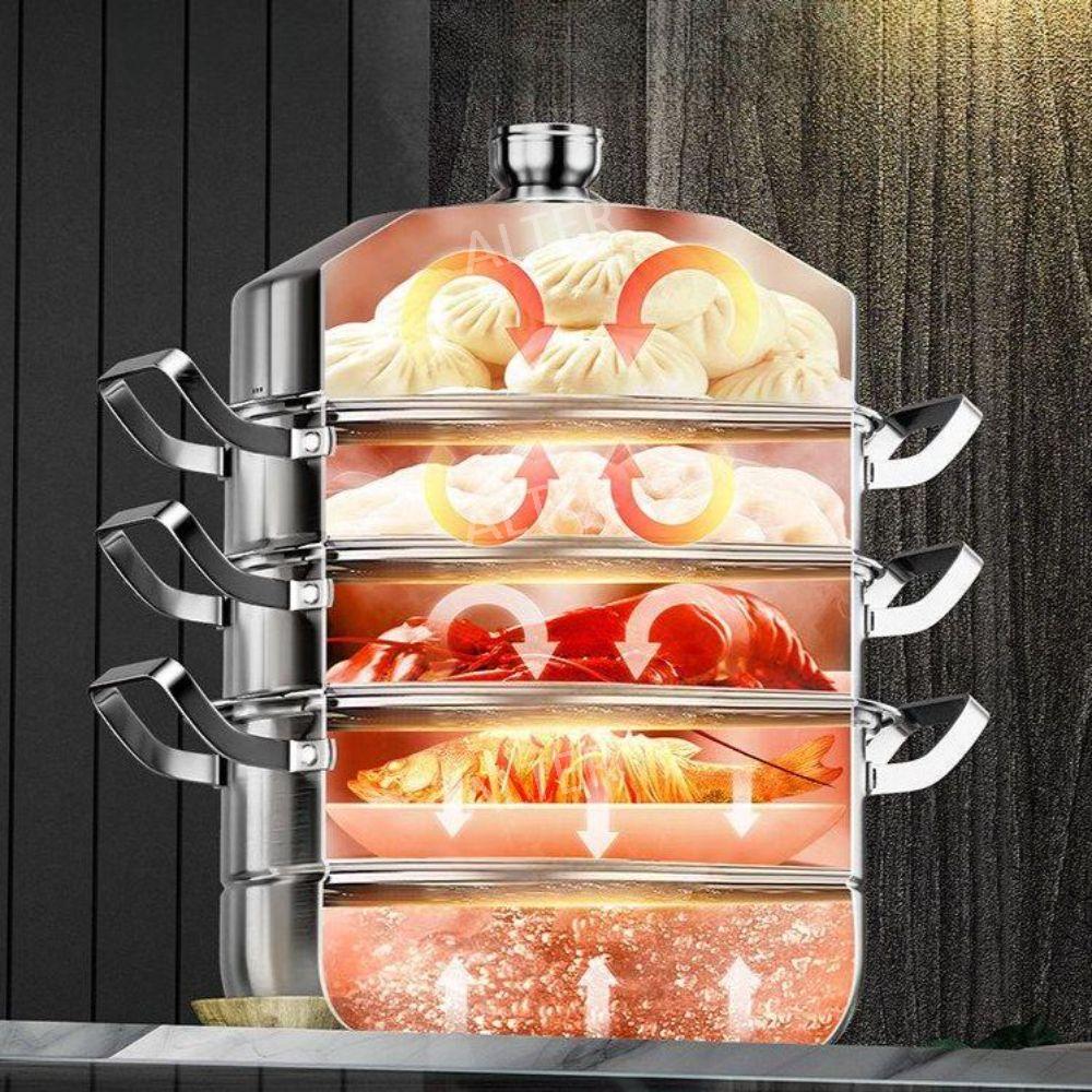 4단 찜솥 인덕션 대형 찜기 두꺼운 스텐 28cm 4단 스테인리스 찜기 - 상세 이미지 2
