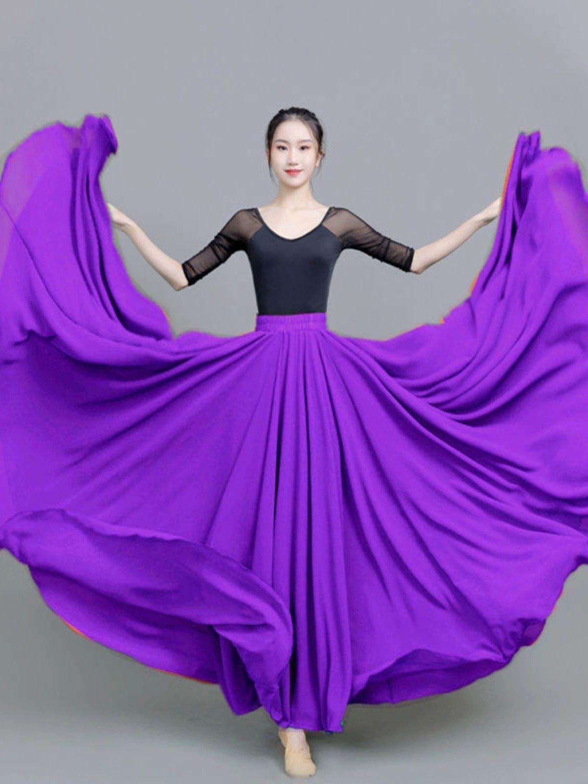 한국무용 의상 공연의상 롱스커트 여성 공연복 입시복 다크그린 80cm 147-152cm - 상세 이미지 2