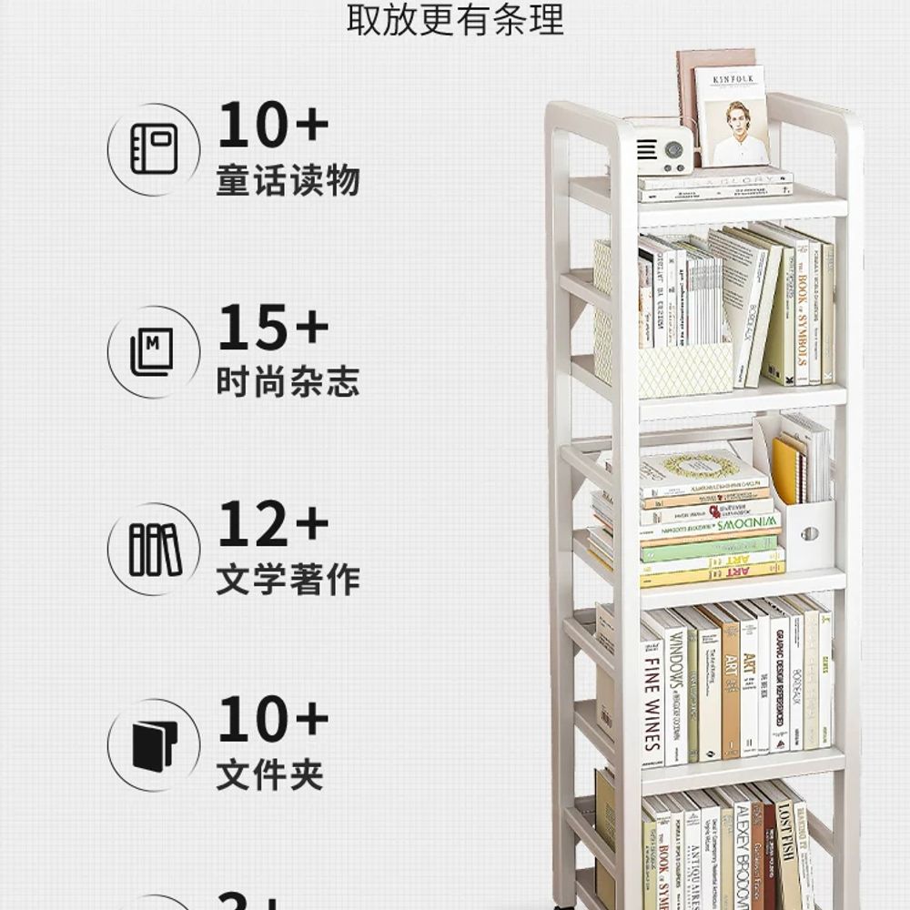 철제 책장 A. 2 개의 레이어 ers 흰색 깊이 24 너비 30cm 수고 발 패드 휠 - 상세 이미지 2