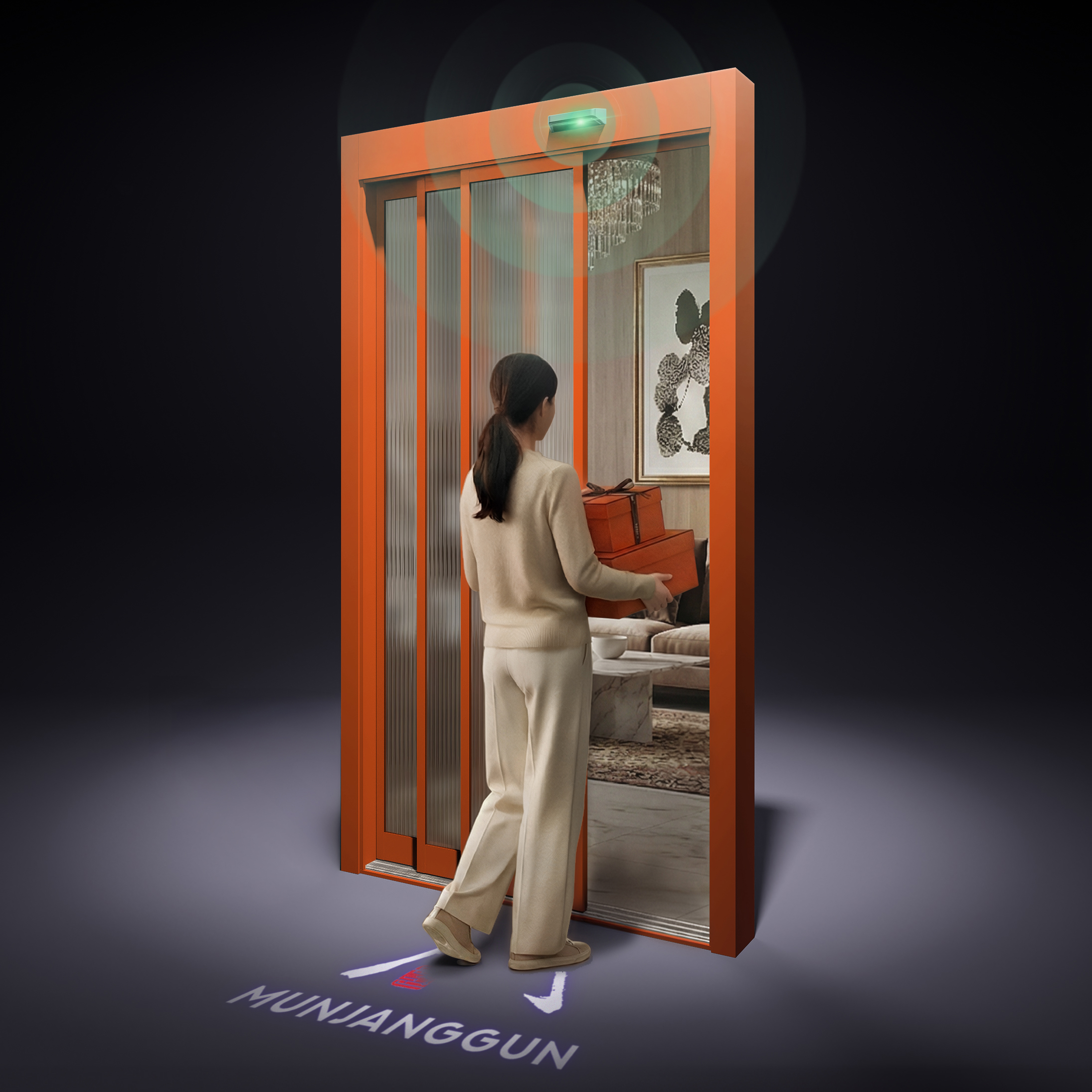 자동문 현관중문 3연동 슬라이딩 자동중문 아파트 시공설치/베이직 풀윈도우 화이트