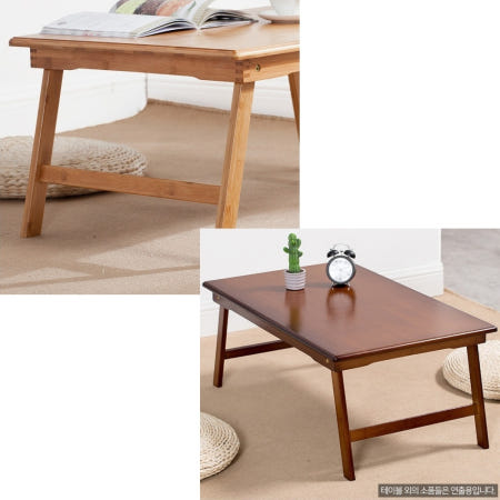 2인 좌식 책상 좌탁 라운드 접이식 원목 간이 밥상 테이블 80 x 60cm 월넛
