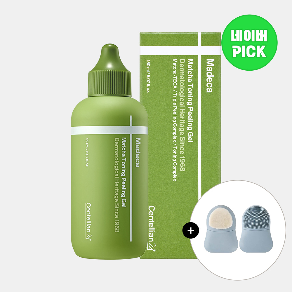 [네이버PICK] 동국제약 센텔리안24 마데카 말차 토닝 필링 젤 150ml 1개 + 듀얼 모공 브러쉬 / 얼굴 각질제거제 페이스 스크럽 제품 이미지