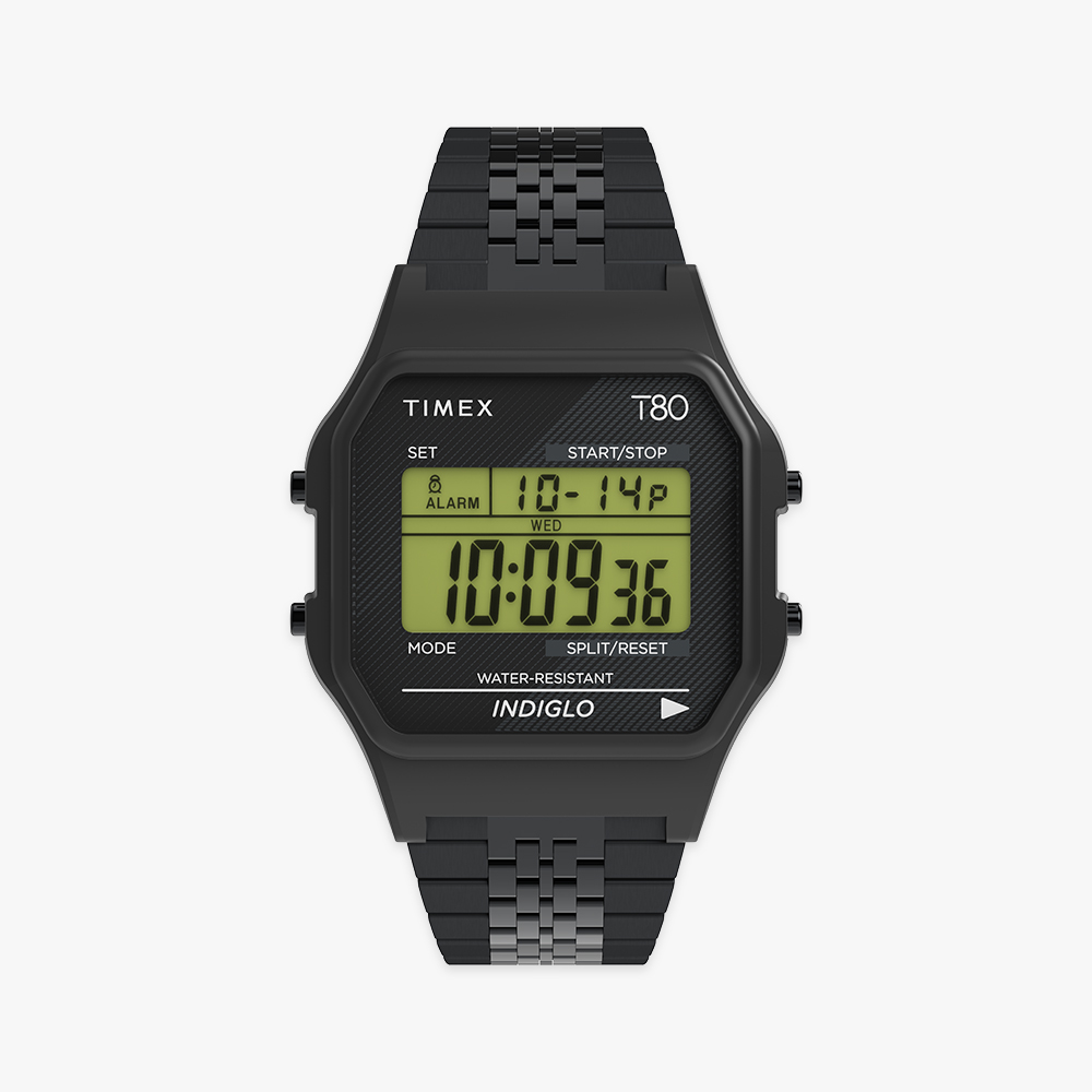 타이맥스 T80 스테인리스 스틸 남녀공용 디지털 전자시계 블랙