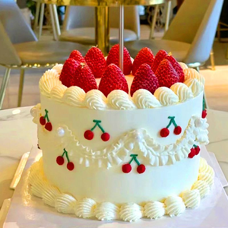 딸기 생크림 모형 케이크 클레이 모조 케익 생일 웨딩 디저트 2단 3단 장식용 미니어쳐 - 상품 이미지