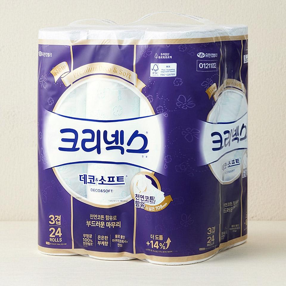 메가마트 크리넥스 데코앤소프트 3겹 화장지  35mx24롤