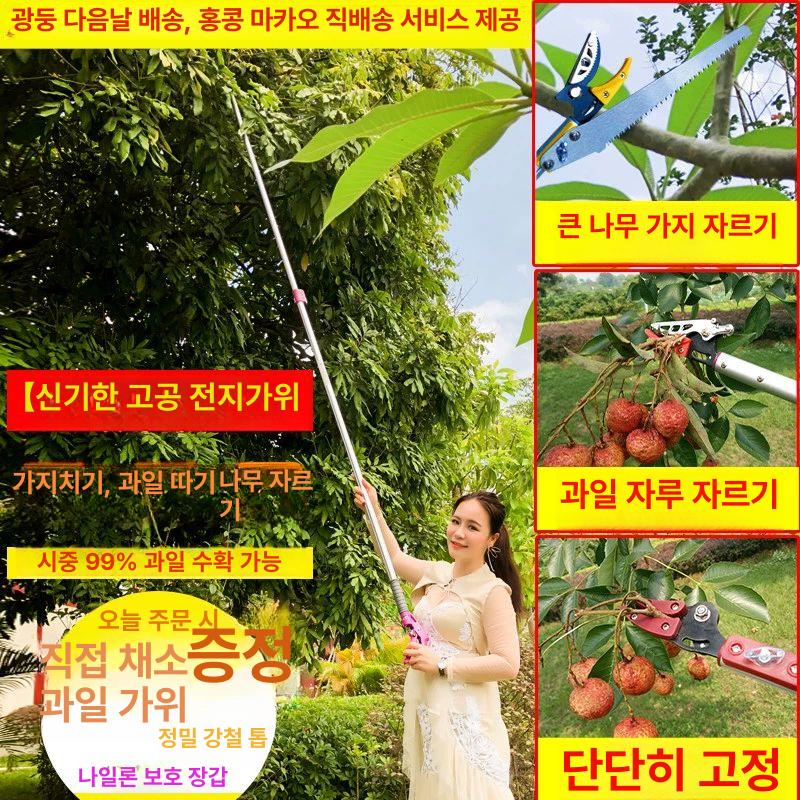 과일 따는 가위 밤따는 수확 도구 전지가위 양손 작업 1.2m~2.2m 대형 척+차량용 - 상세 이미지 2