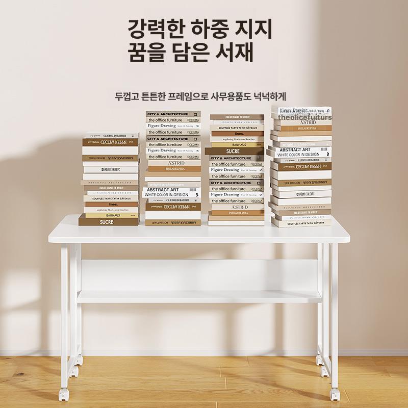 접이식 노트북 데스크 기숙사 바퀴형 간이 보조 이동식 80 x 40cm - 상세 이미지 4